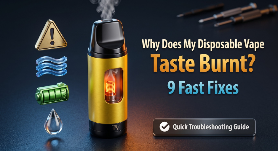 how to fix burnt taste in disposable vape Why Does My Burnt? 9 Fast Fixes – JellyPuffs Cake Vape Near Me FLAVORS:EB 40K | STRAWBERRY BANANA Rocket Freeze Lost Mary