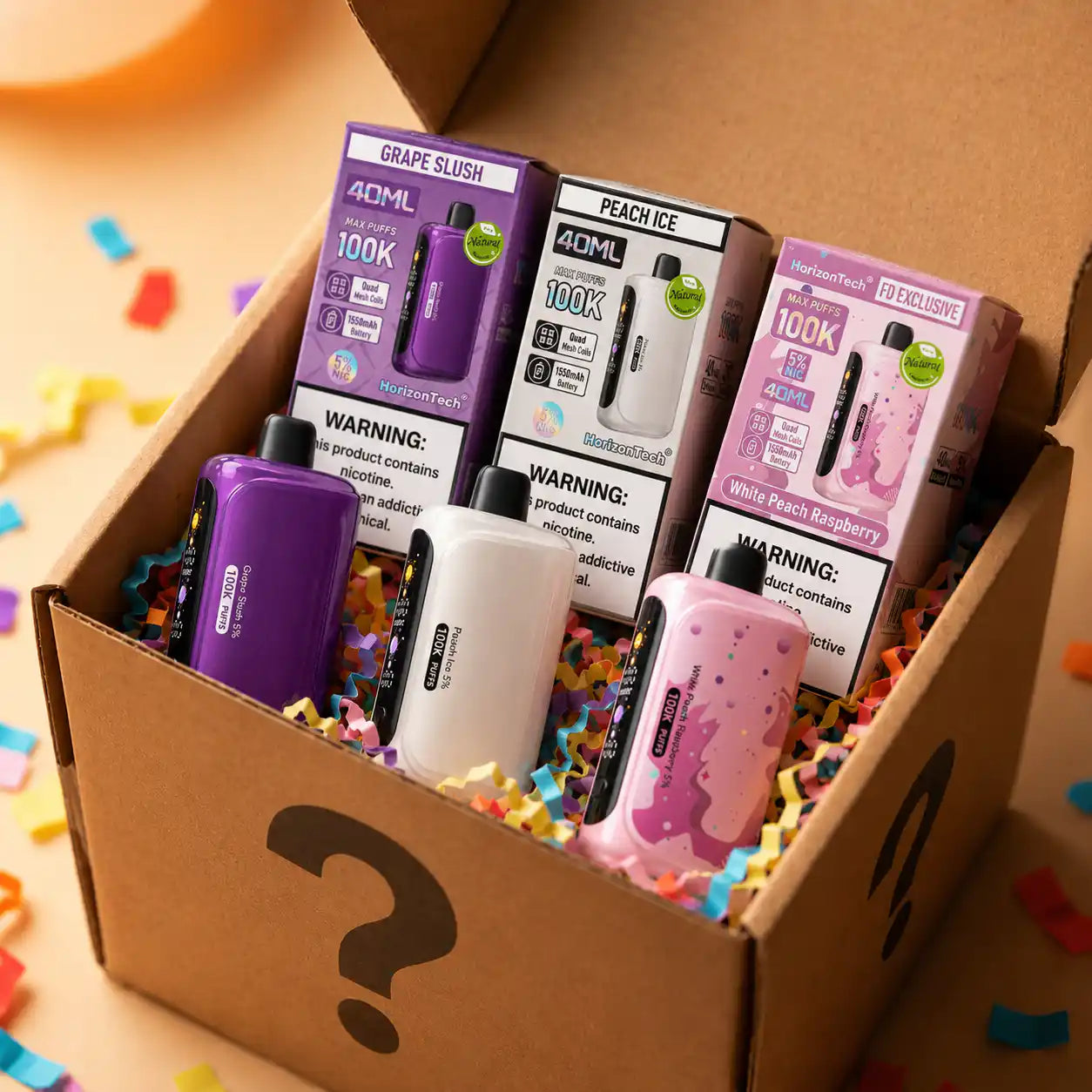 disposable vape pack of 5 5-Pack HorizonTech 100K Mystery Box | Assorted Flavors link::vista-edge-bahama Flavor:Tango Mango Vaporesso XROS 4 Pod