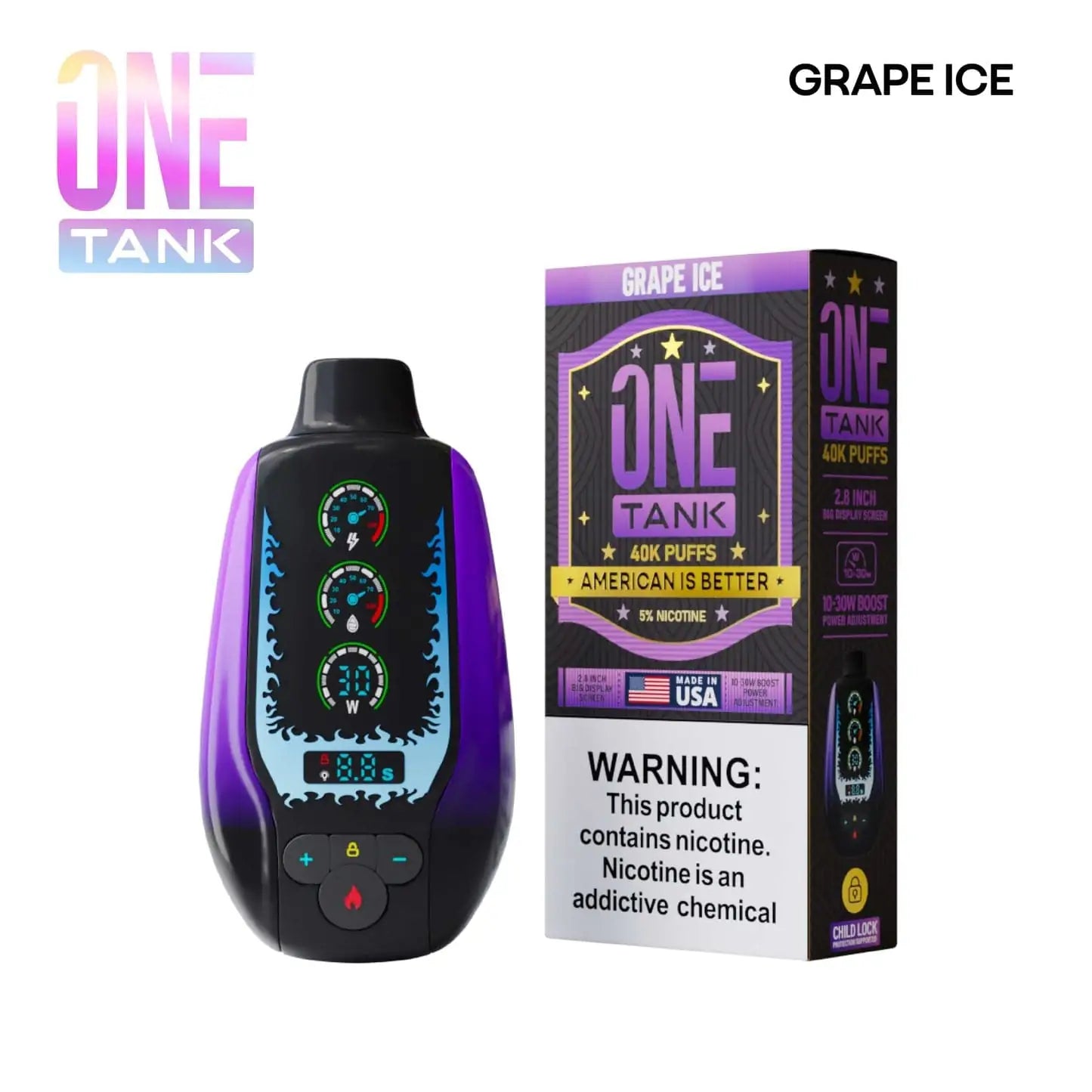 Grape Ice One Tank 40K Disposable Vape | 40 000 Puffs Made in USA Grape Ice One Tank 40K Disposable Vape | 40 000 Puffs Made in USA