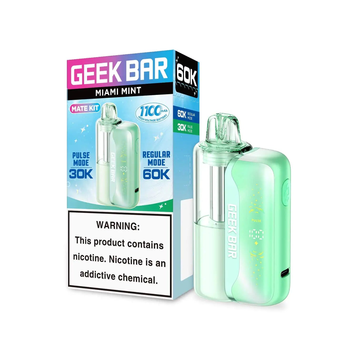 miami mint pulse geek bar – Mate 60K Kit Colour:Racing Gold Frozen Strawberry Vape Juul