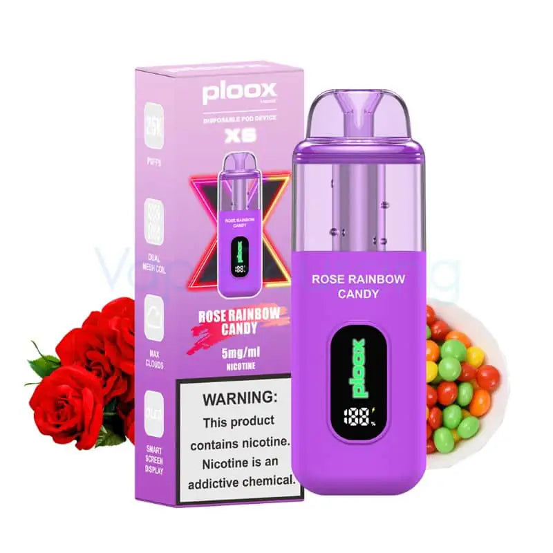Rose Rainbow Candy Ploox XS 25k Disposable E-Hookah 0.5% – JellyPuffs