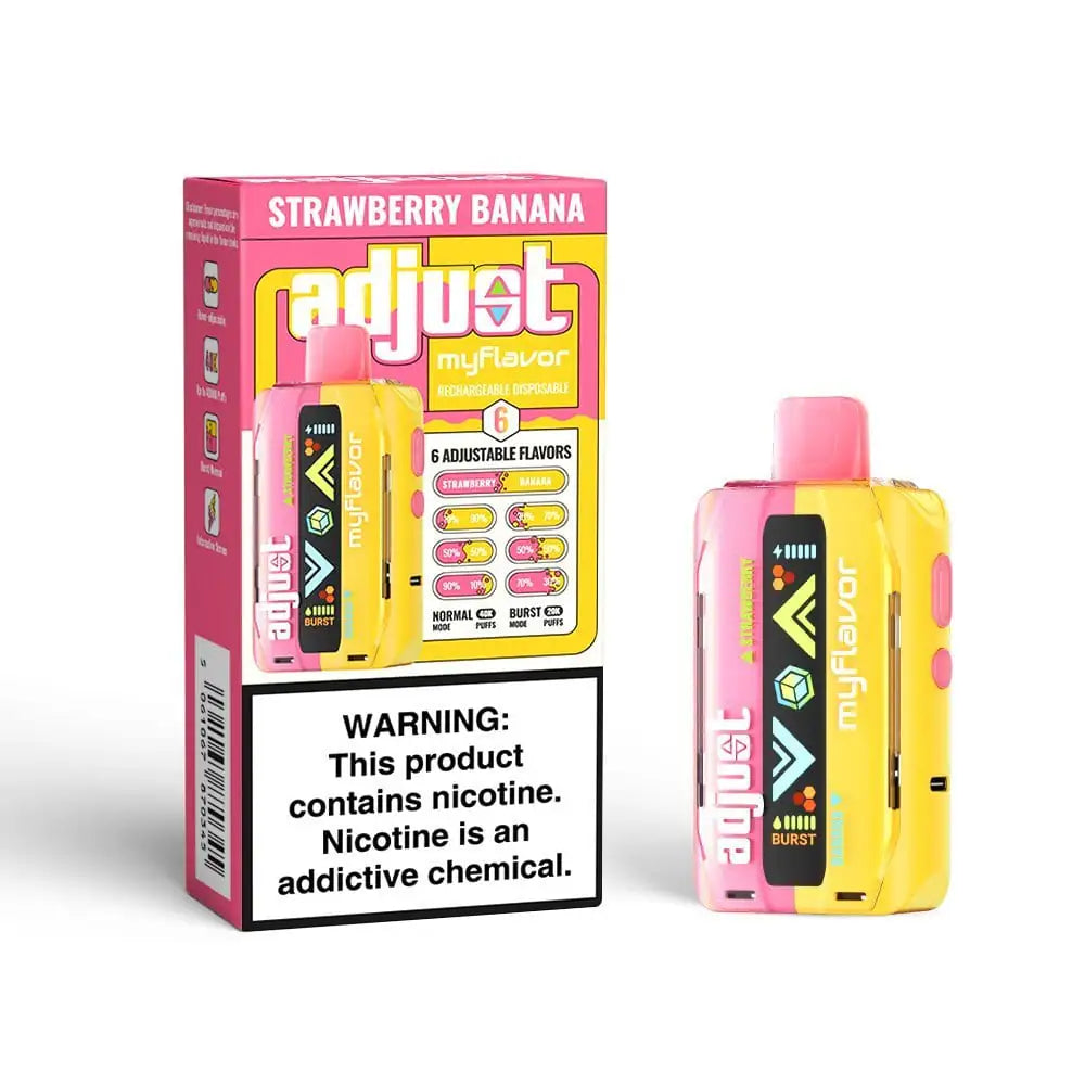 myflavor adjust vape flavors Strawberry Banana – 40K Disposable $16.99 – JellyPuffs Ohm:0.15ohm Mesh 8ml MKG Vape 2ml Pod