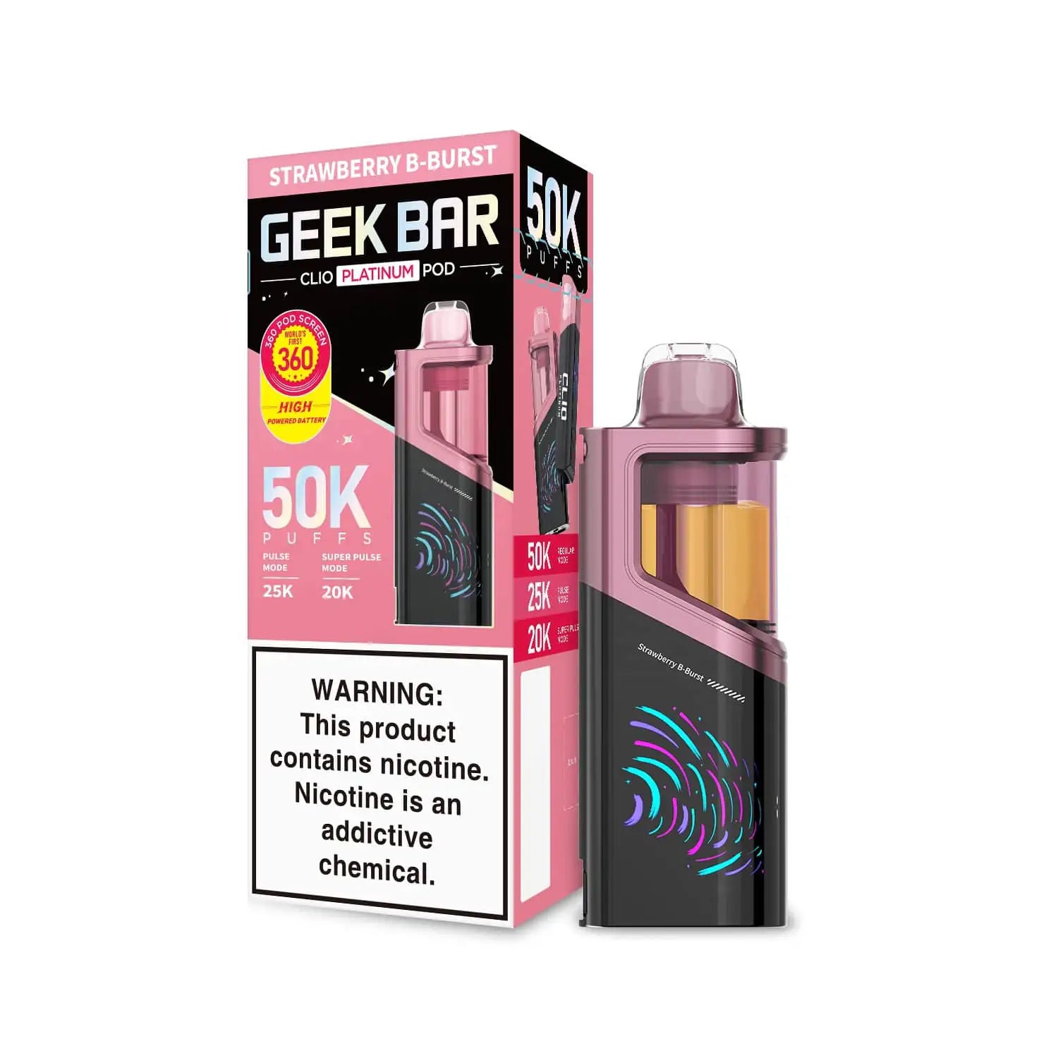 puff bar juul pods Strawberry B-Burst – Geek Clio Platinum 50K Pod Size_10ml Nicotine:50MG Geekbar warns against the