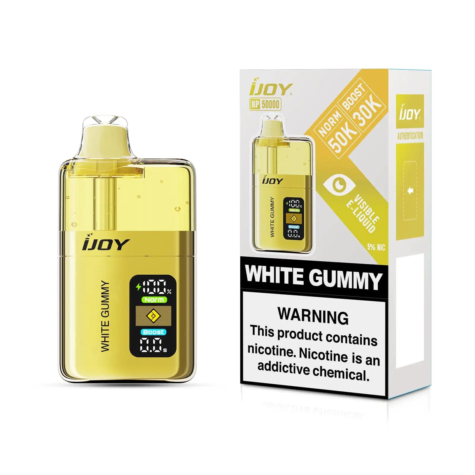 ijoy vape disposable White Gummy – XP50000 Choose Flavor:Blue Icy Wave Strawberry AURA 60K nicotine free Fume recharge plus