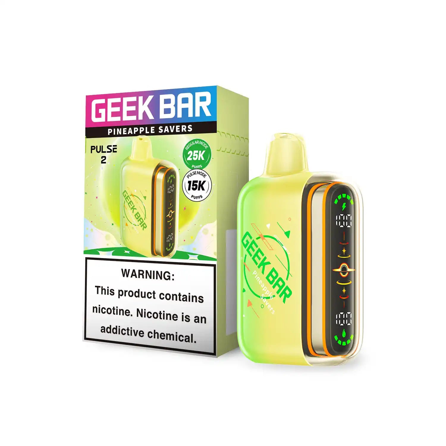 green geek bar pulse Pineapple Savers – 2 25K Vape Glass COLOURS:RED BLACK 5% JUUL Pods -