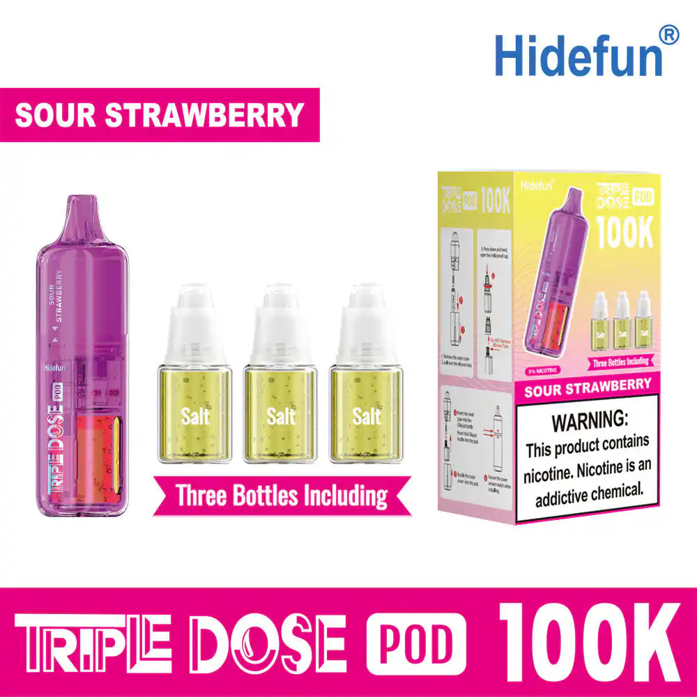 sour strawberry vape juice – Hide Fun Triple Dose 100K Pod Uwell Caliburn G3 Pro No Maintenance Vape Style:RPM40