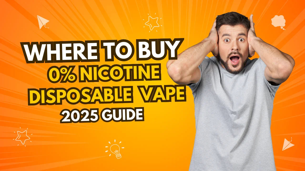 Zero nicotine disposable vapes 2025 buying guide banner highlighting Geek Bar 0mg disposables available at JellyPuffs online