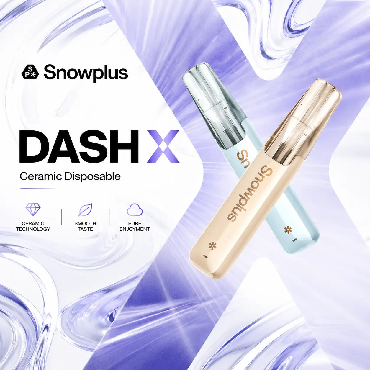 Snowplus DASH X 4000 Disposable Vape collection — ceramic atomizer, 4,000 puffs, 10 flavors — at JellyPuffs.com