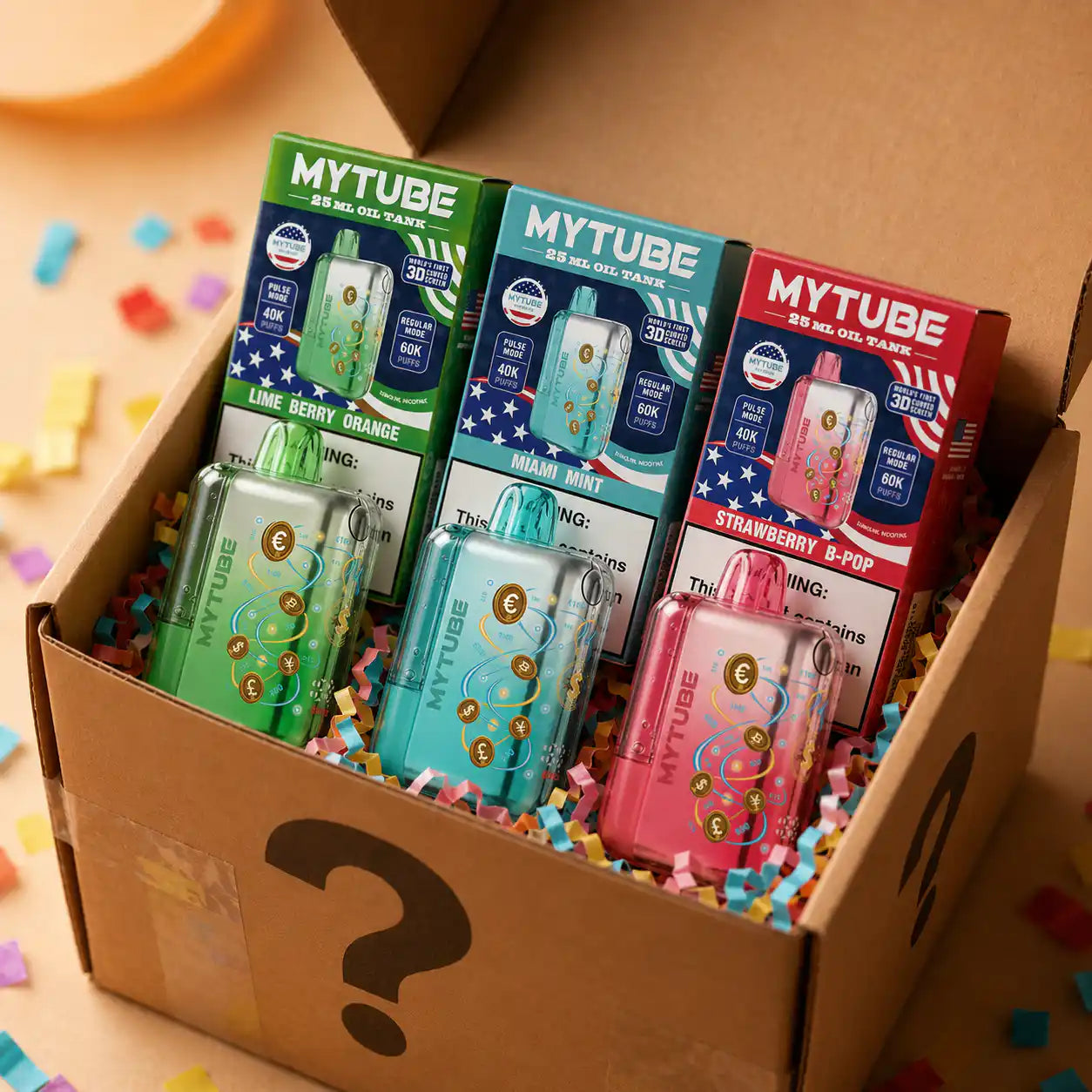 5 Pack MyTube Ultra 60K disposable vape Mystery Box, assorted flavors, up to 60,000 puffs each | JellyPuffs