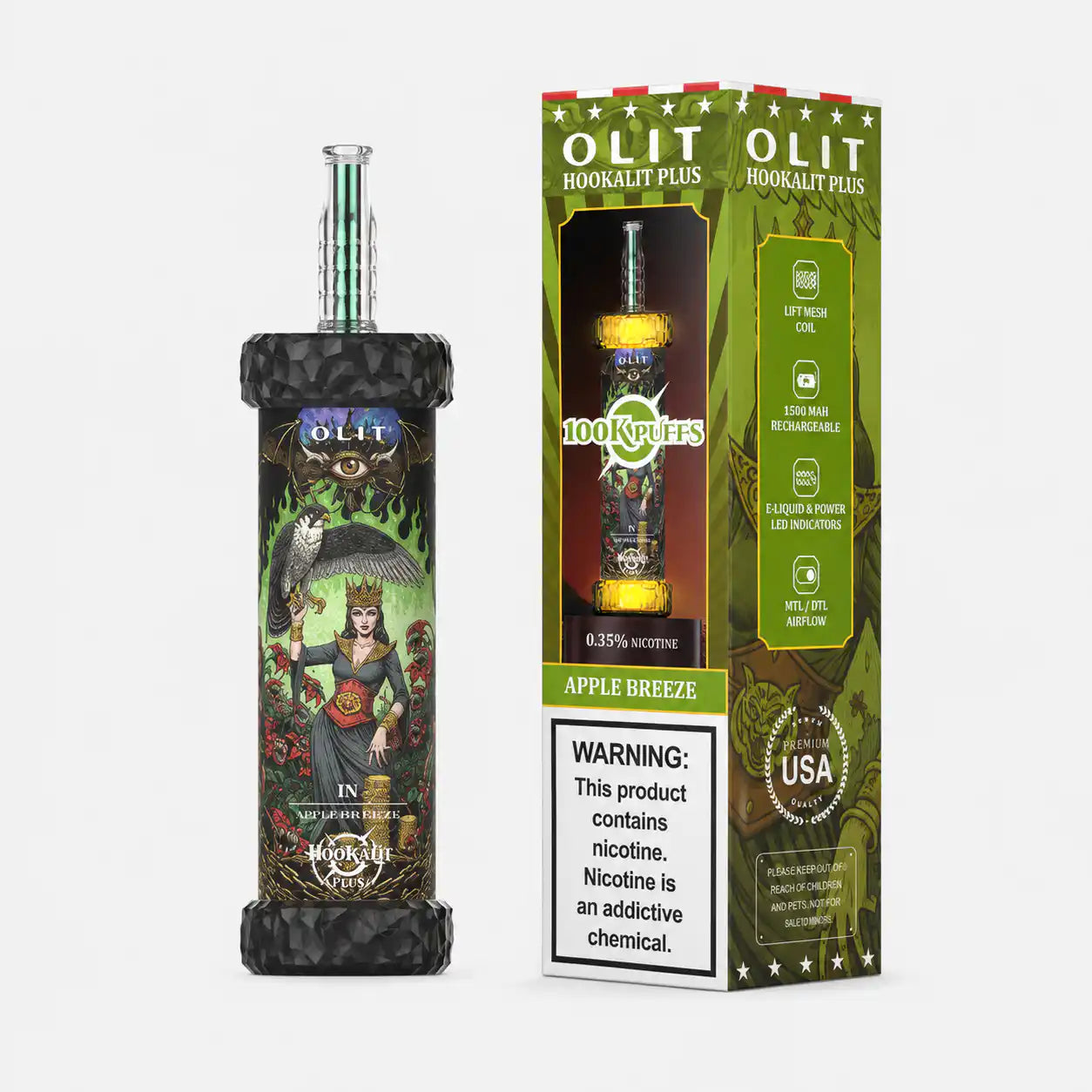 Apple Breeze - Olit Hookalit Plus 100K Disposable E-Hookah JellyPuffs
