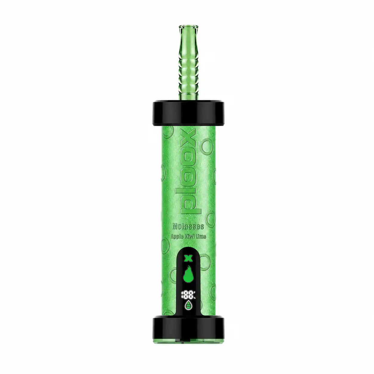 Apple Kiwi Lime Ploox Molasses 75K disposable e-hookah by JellyPuffs — crisp green apple, tangy kiwi and zesty lime, no ice; up to 75,000 puffs, 40mL, 0.5% (5mg) nicotine, rechargeable shisha vape