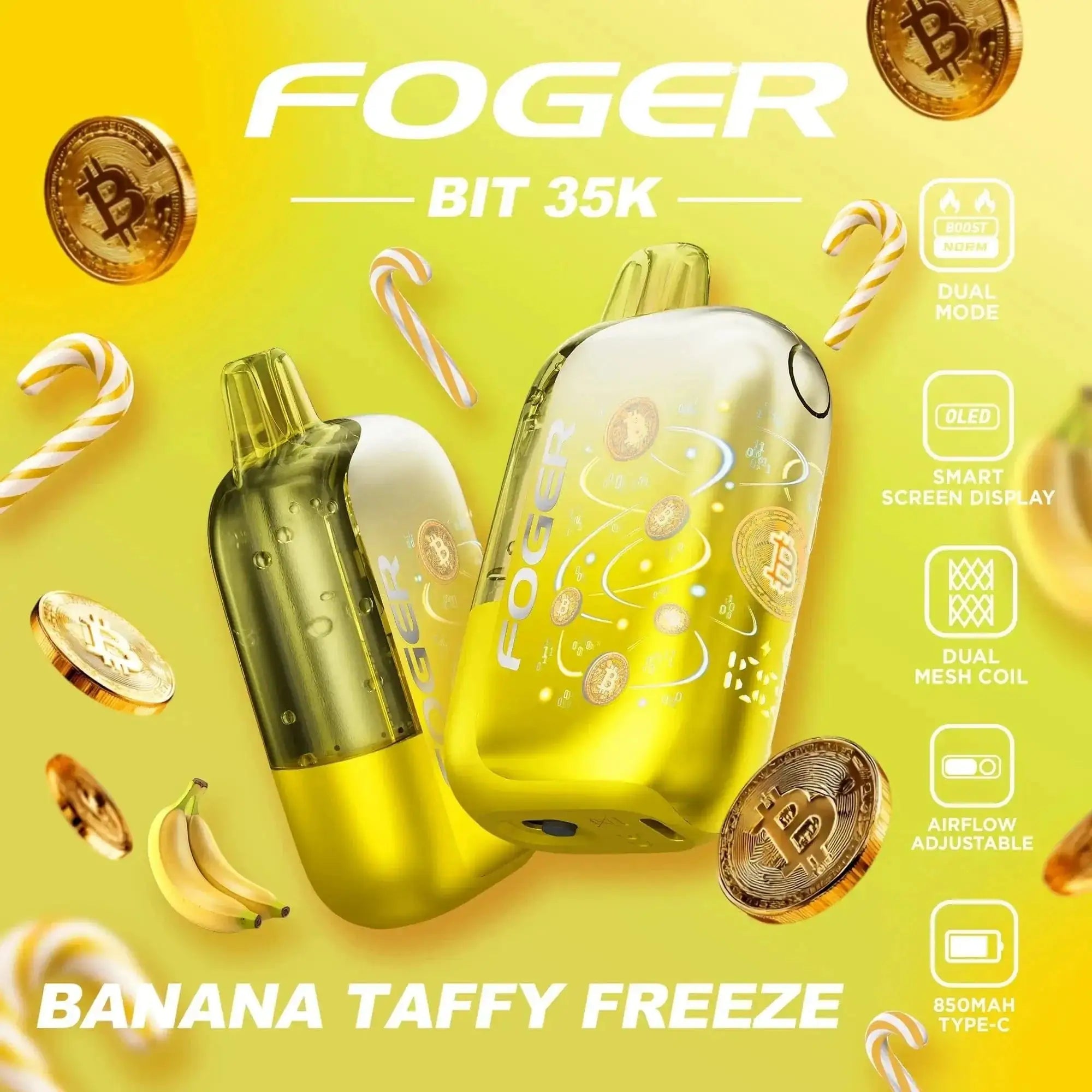 Banana Taffy Freeze - Foger Bit 35k Disposable Vape JellyPuffs