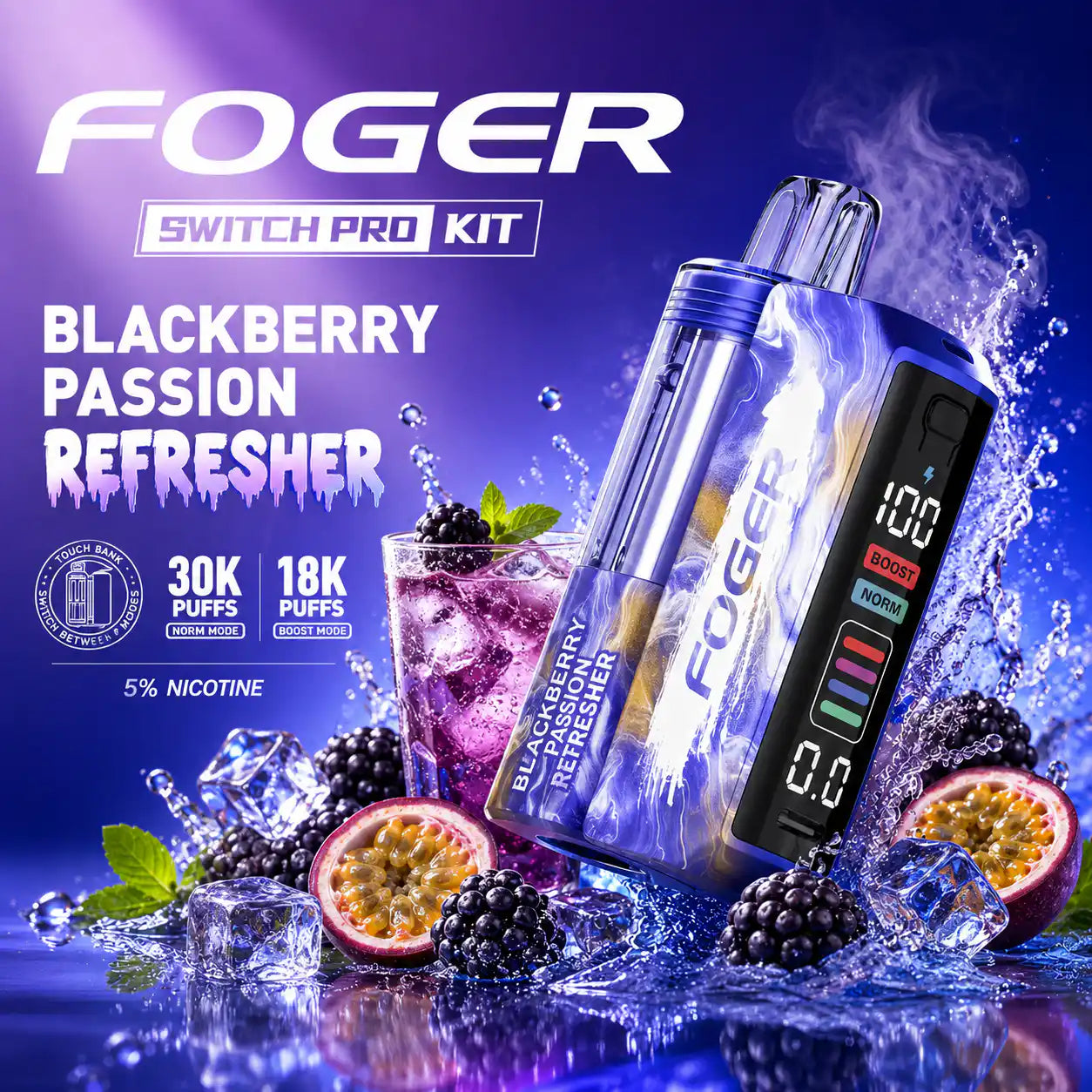 Blackberry Passion Refresher - Foger Switch Pro 30K Disposable Kit JellyPuffs