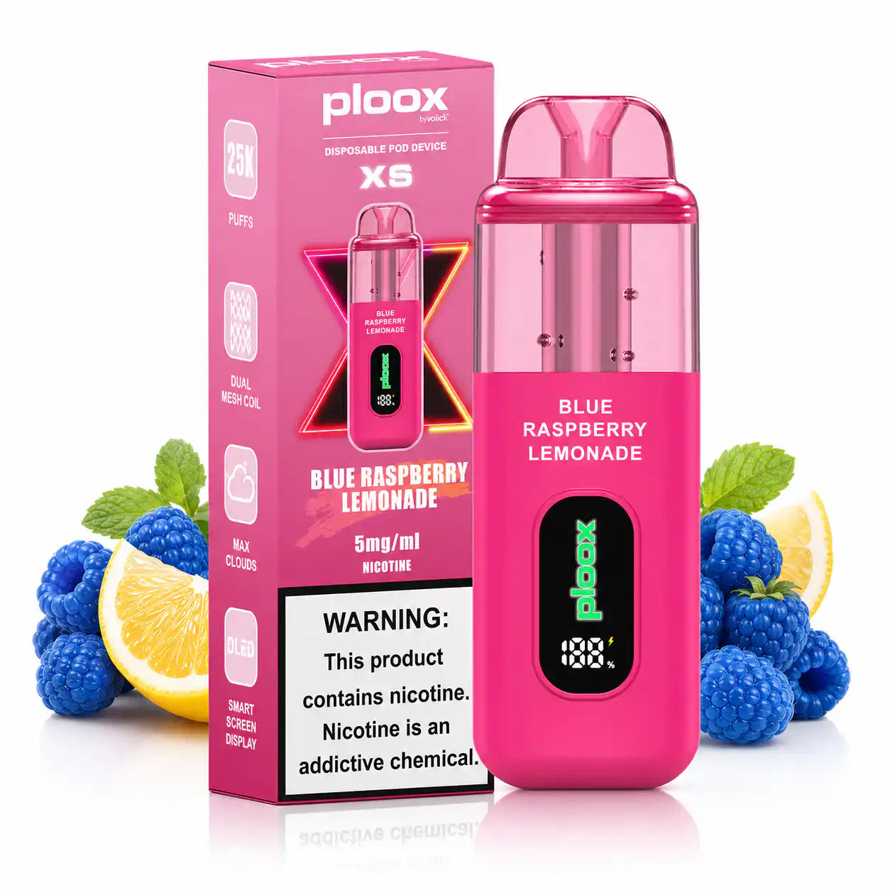 Blue Raspberry Lemonade - Ploox XS 25k Disposable E-Hookah JellyPuffs