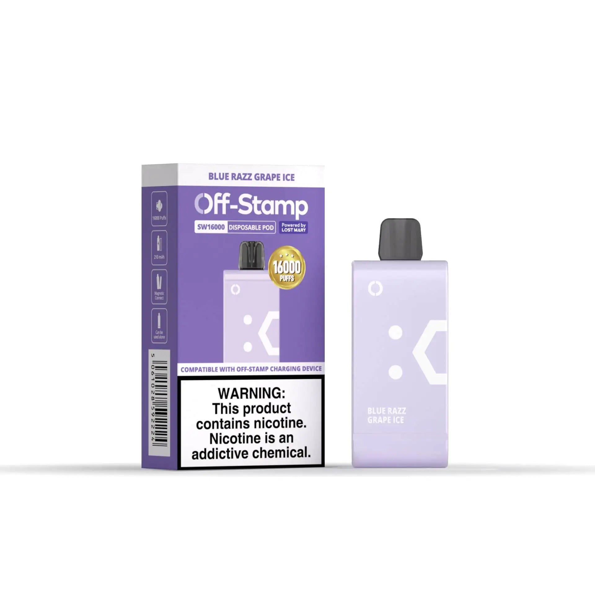 Blue Razz Grape Ice - Off-Stamp SW16000 Disposable Pod JellyPuffs