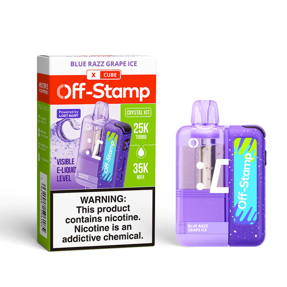 Blue Razz Grape Ice - Off-Stamp X-Cube Crystal 35k Disposable Kit JellyPuffs