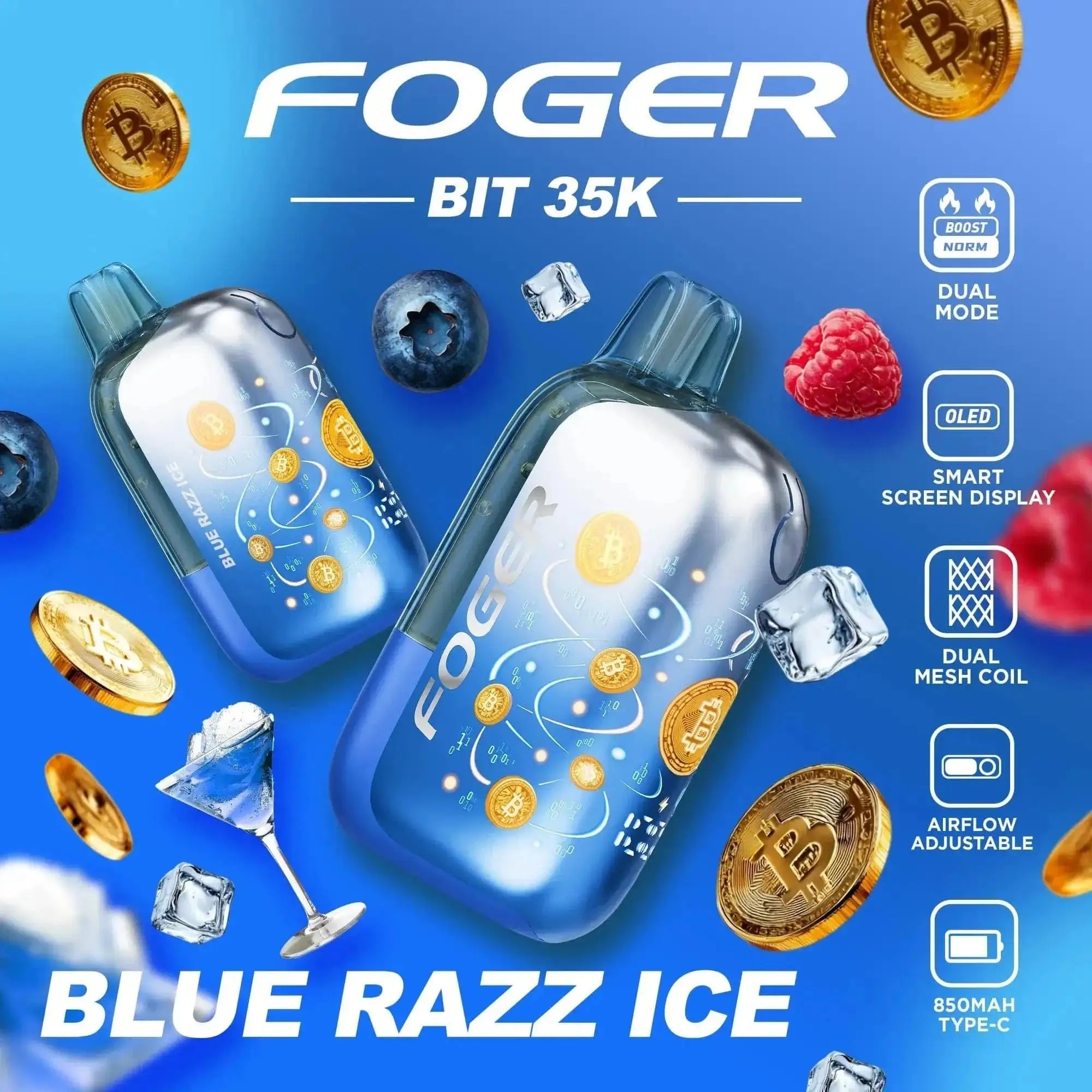 Blue Razz Ice - Foger Bit 35k Disposable Vape JellyPuffs