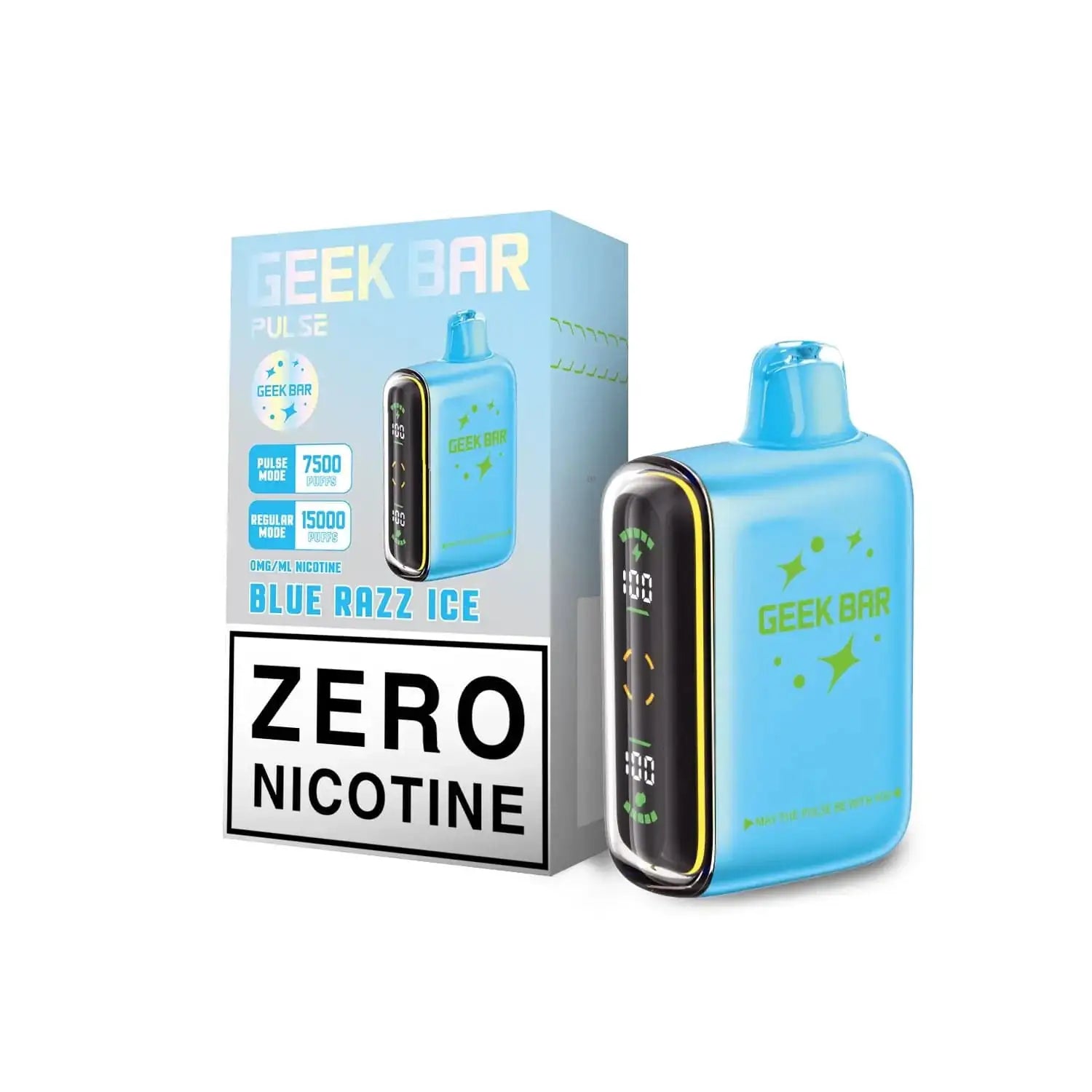 Blue Razz Ice - Geek Bar Pulse 15k Zero Nicotine Disposable Vape JellyPuffs