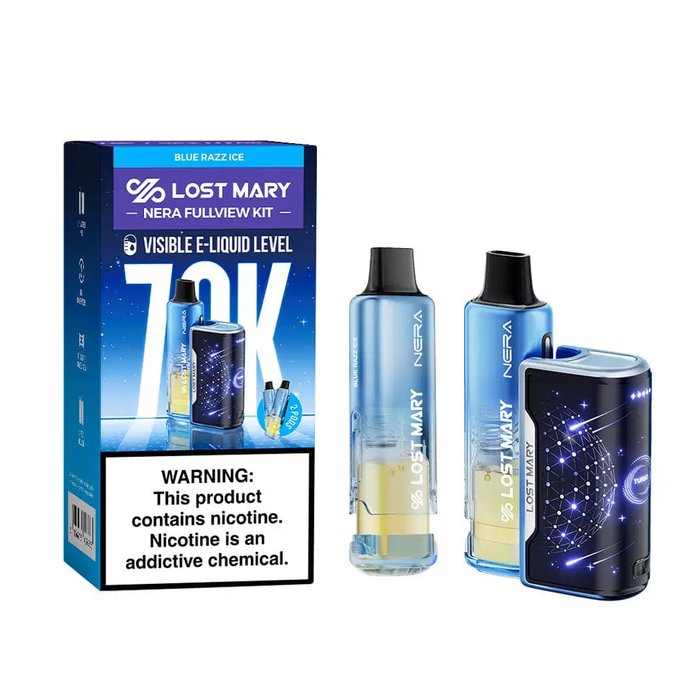 Blue Razz Ice - Lost Mary Nera Fullview 70k Disposable Vape Kit JellyPuffs