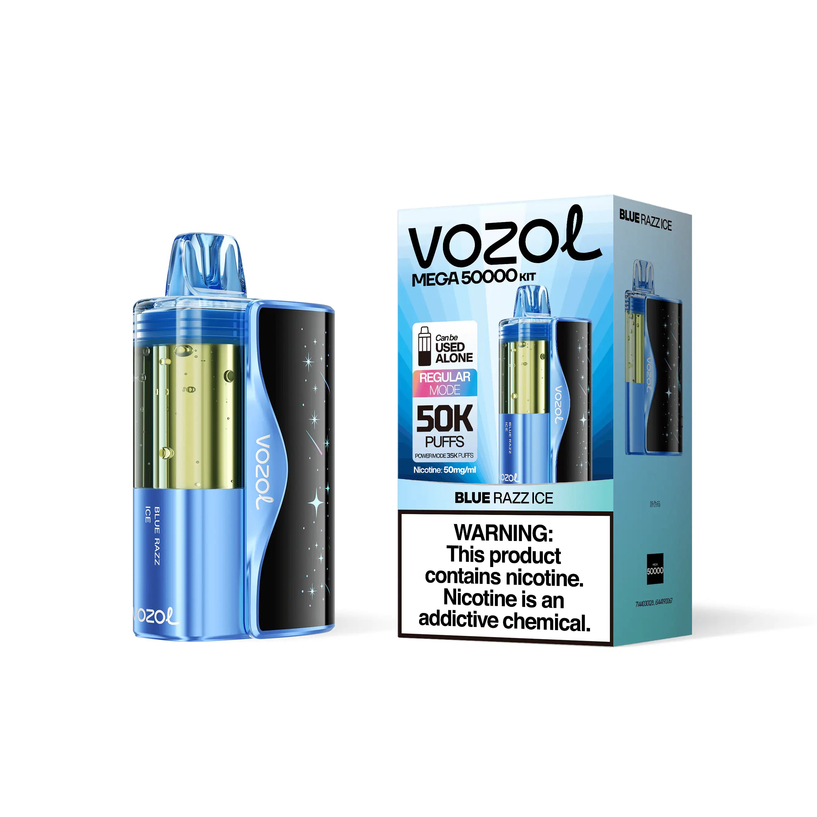 Blue Razz Ice - Vozol Mega 50k Disposable Vape Kit JellyPuffs