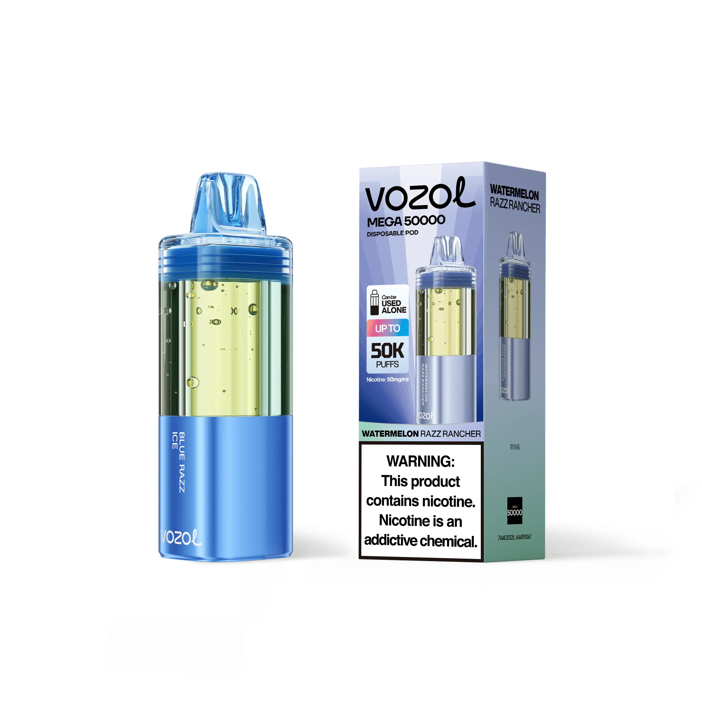 Blue Razz Ice - Vozol Mega 50k Disposable Vape Pod JellyPuffs