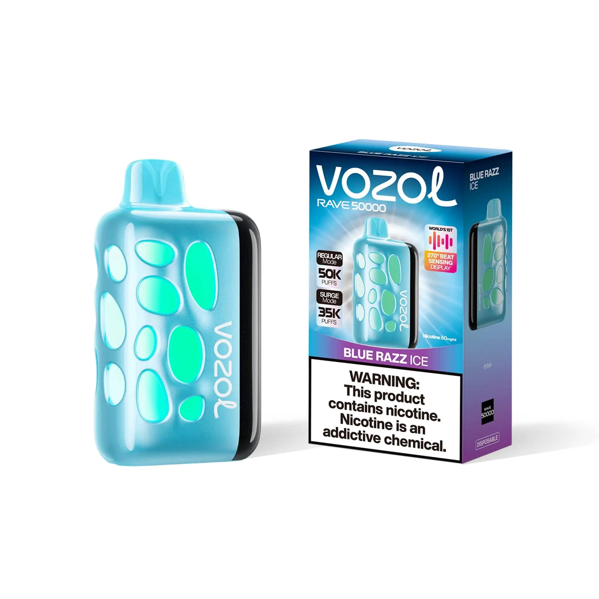 Blue Razz Ice - Vozol Rave 50000 Disposable JellyPuffs