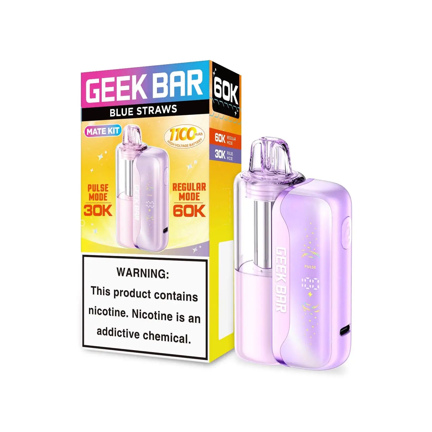 Blue Straws - Geek Bar Mate 60k Disposable Vape Kit JellyPuffs