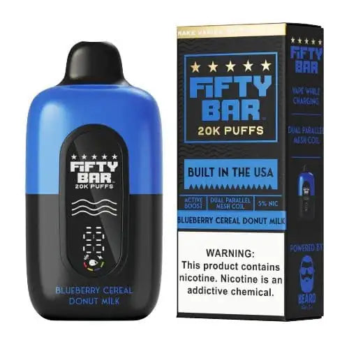 Blueberry Cereal Donut Milk - Fifty Bar 20K Disposable Vape JellyPuffs