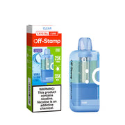 Clear Off-Stamp Crystal Cube 35K disposable pod — unflavored nicotine salt, no sweetener and no menthol, 35,000 puffs, 18mL, no ice