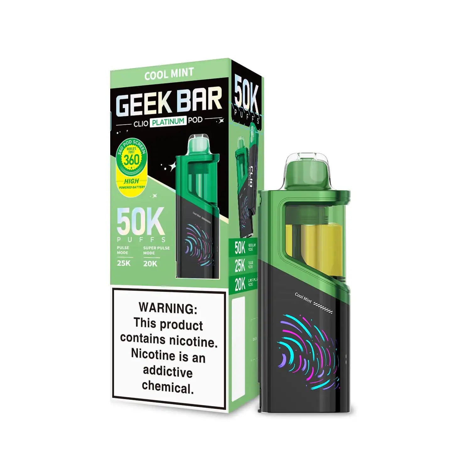 Cool Mint - Geek Bar Clio Platinum 50k Disposable Vape Pod JellyPuffs