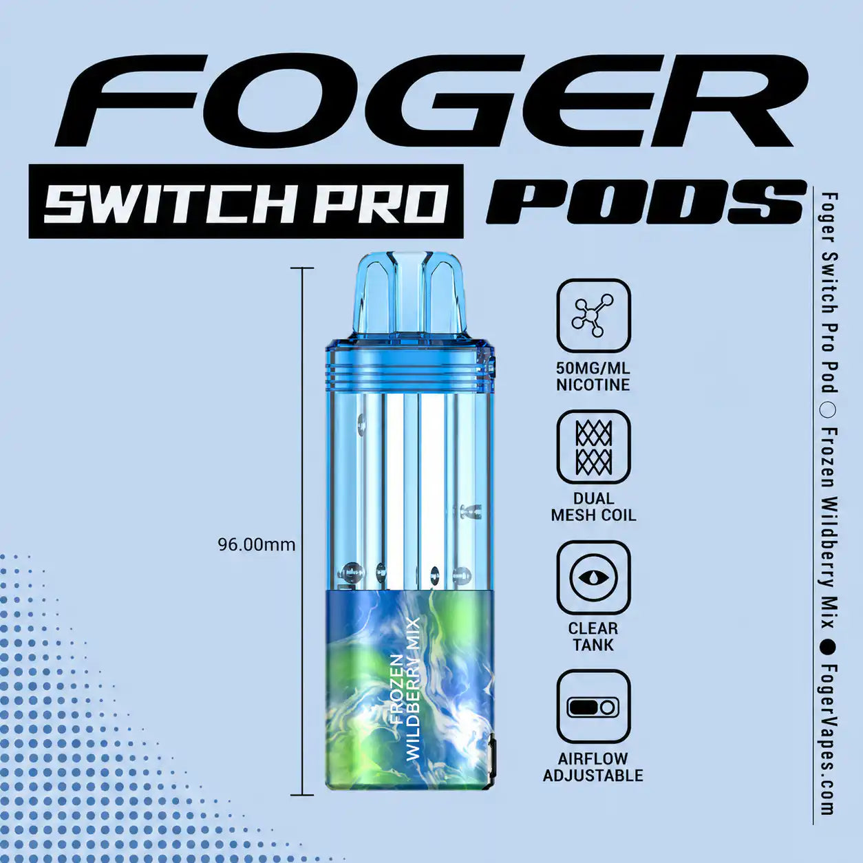Frozen Wildberry Mix Foger Switch Pro 30K disposable pod — blackberry, blueberry, raspberry, iced — JellyPuffs