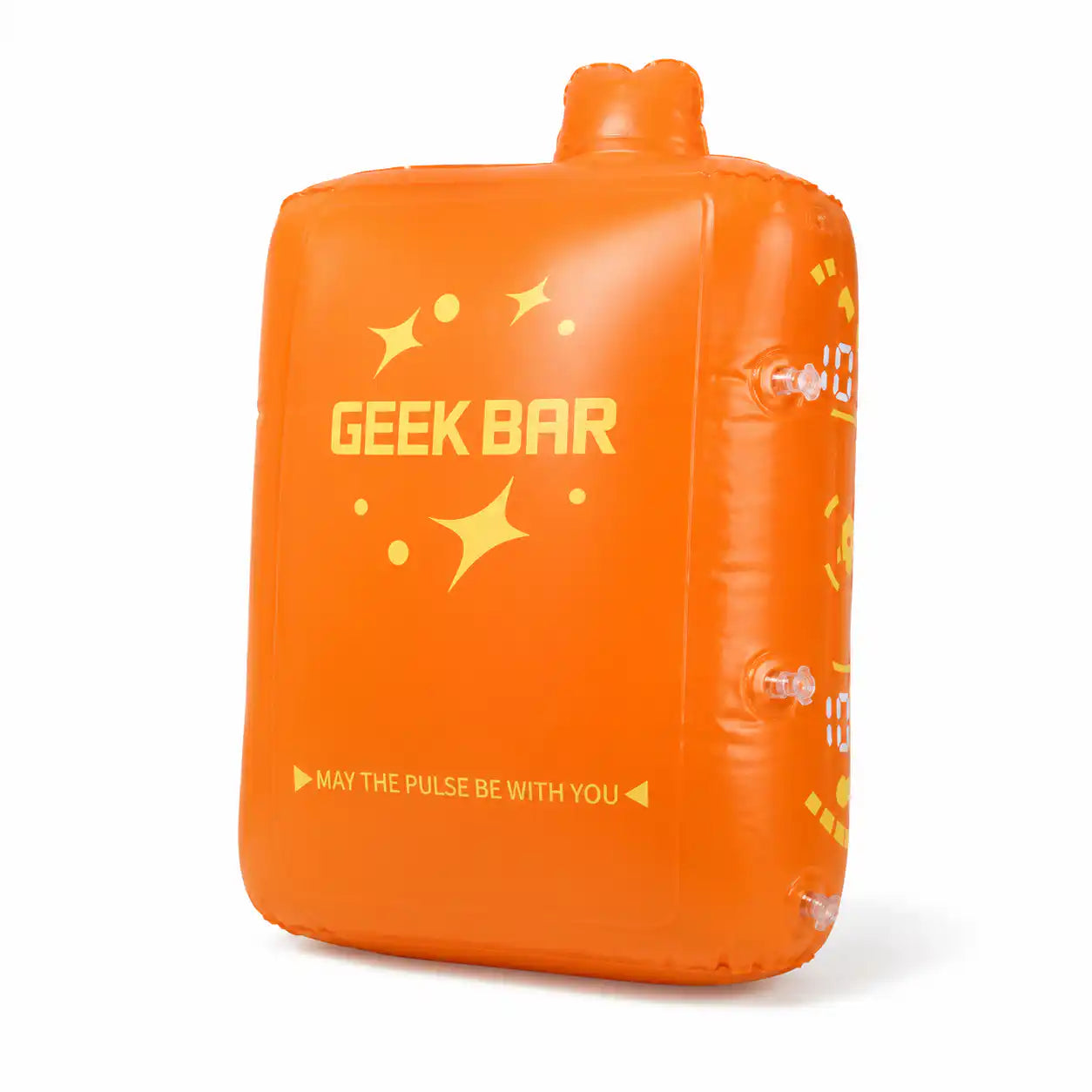 Geek Bar Pulse inflatable beach ball novelty pool float in orange Tropical Rainbow Blast design