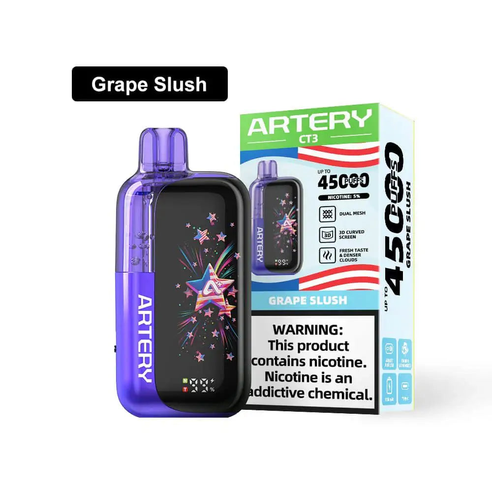 Grape Slush - Artery Vapor CT3 Clearo 45k Disposable Vape JellyPuffs