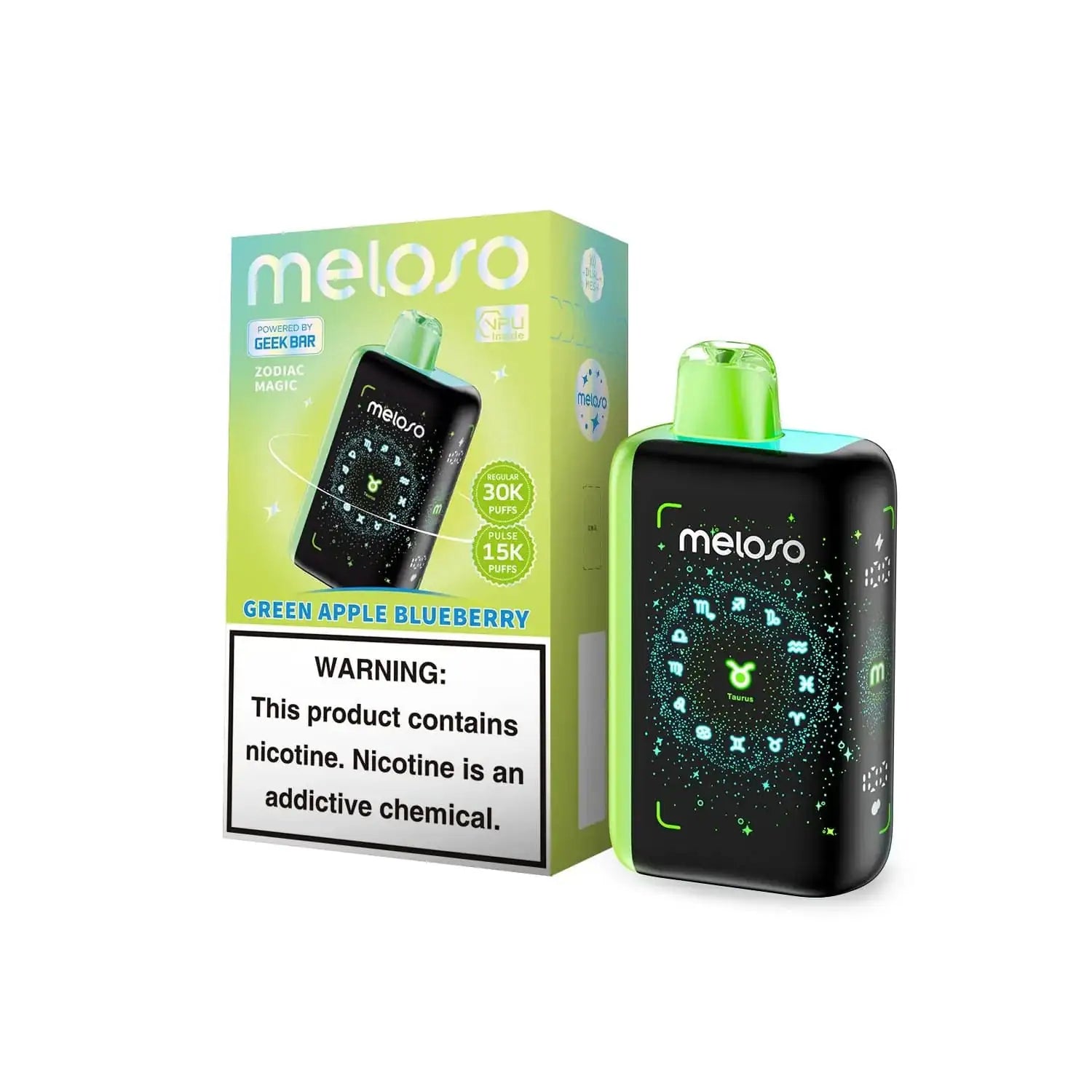 Green Apple Blueberry - Geek Bar Meloso Bar 30k Disposable Vape JellyPuffs