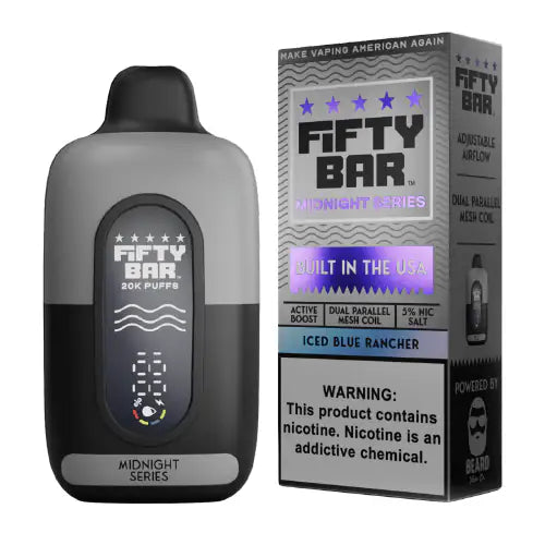 Iced Blue Rancher - Fifty Bar Midnight Series 20k Disposable Vape JellyPuffs