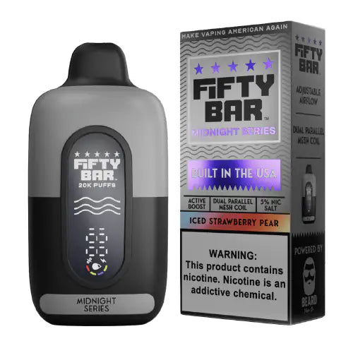 Iced Strawberry Pear - Fifty Bar Midnight Series 20k Disposable Vape JellyPuffs