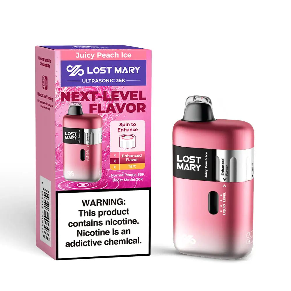 Juicy Peach Ice - Lost Mary Ultrasonic 35k Disposable Vape JellyPuffs