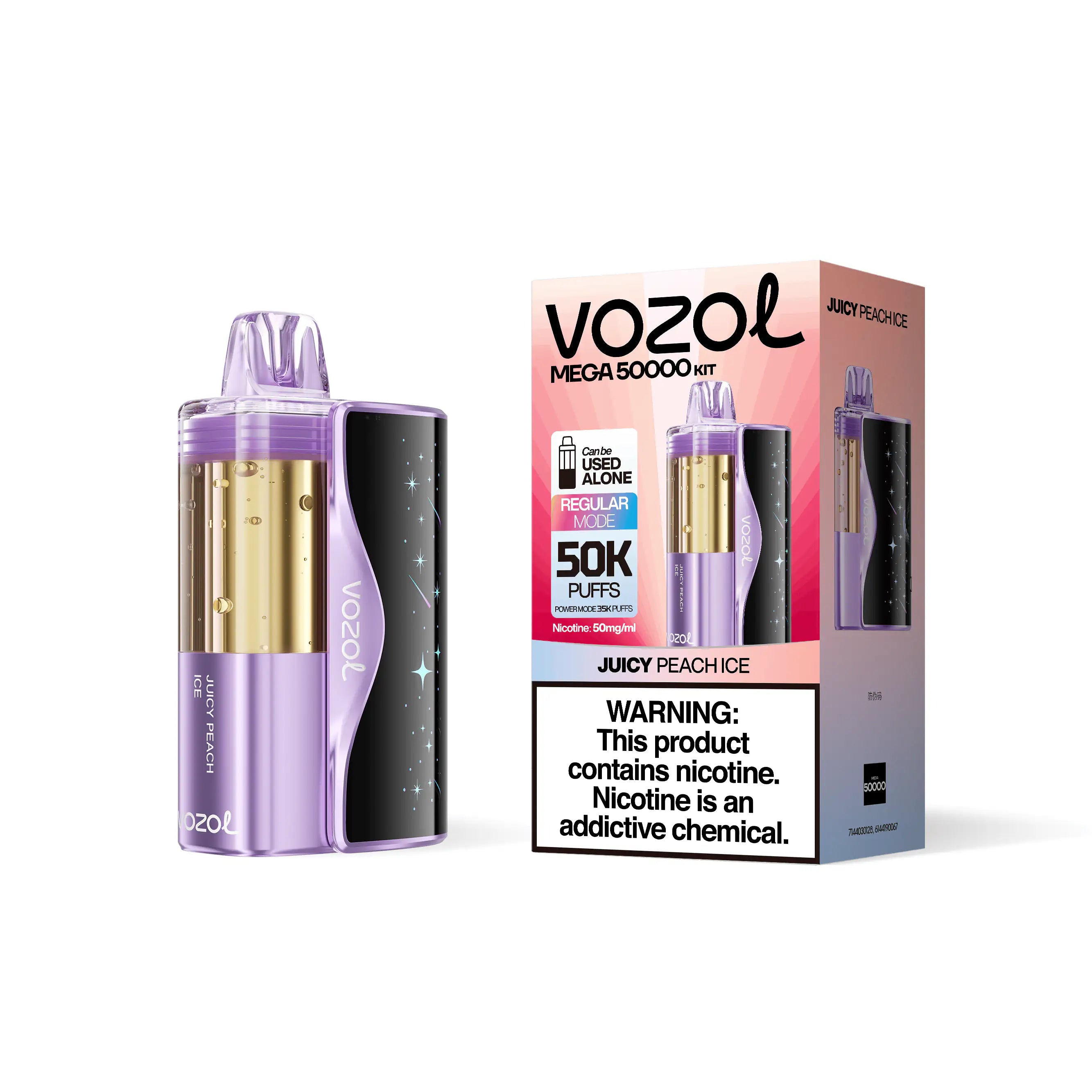 Juicy Peach Ice - Vozol Mega 50k Disposable Vape Kit JellyPuffs