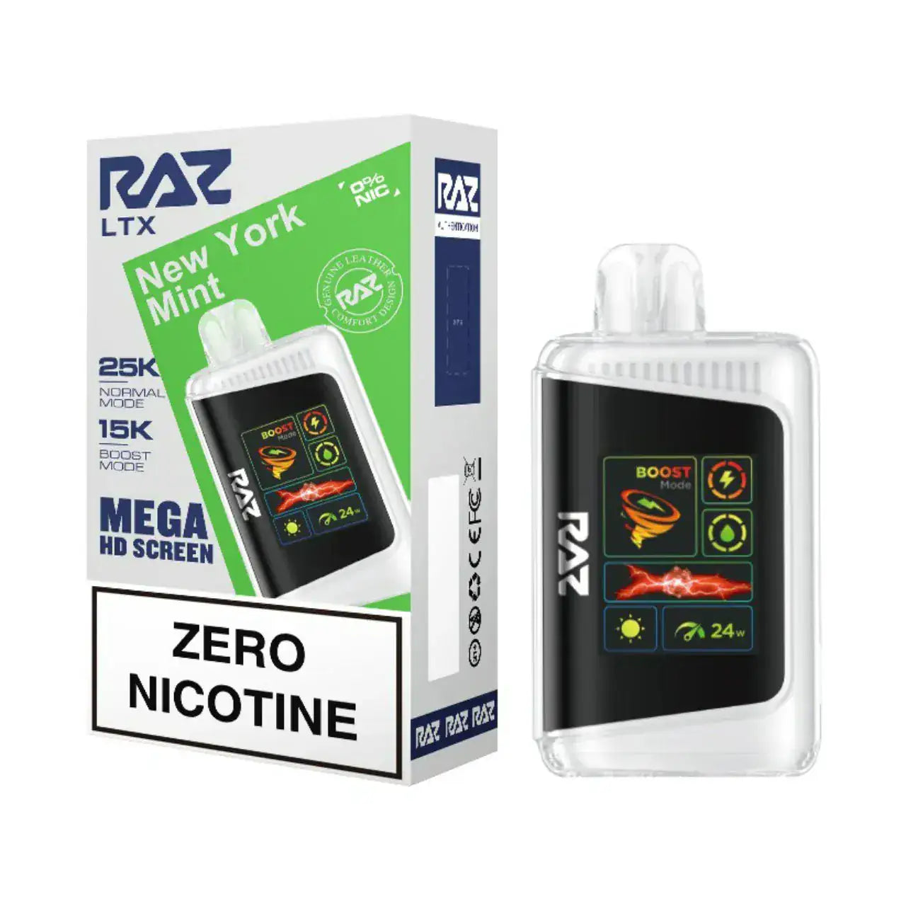 New York Mint - RAZ LTX DC25000 Disposable Zero Nicotine Vape JellyPuffs