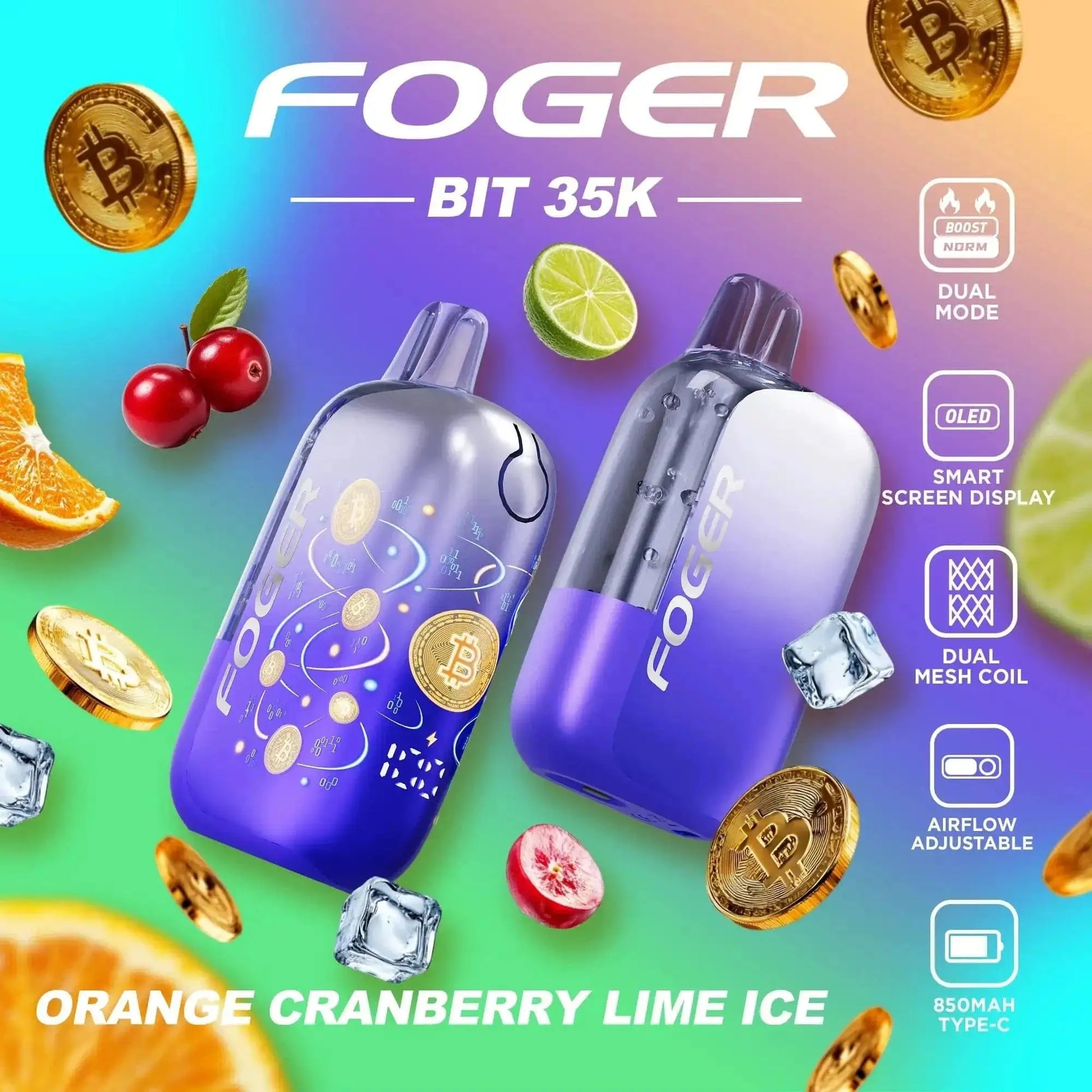 Orange Cranberry Lime Ice - Foger Bit 35k Disposable Vape JellyPuffs