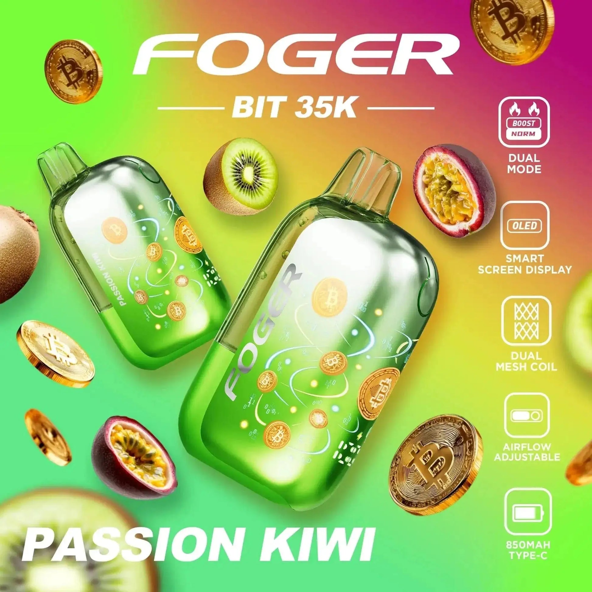 Passion Kiwi - Foger Bit 35k Disposable Vape JellyPuffs