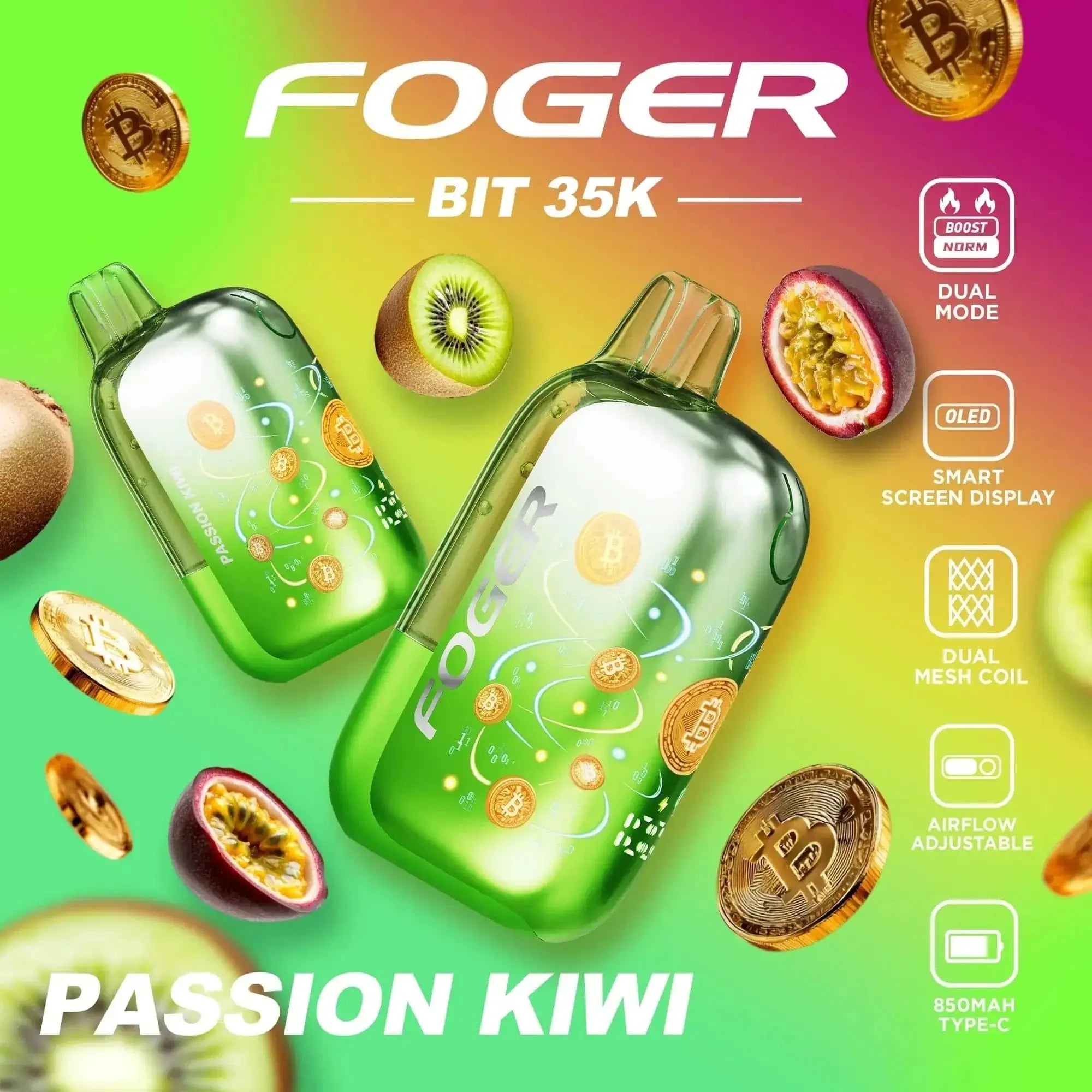 Passion Kiwi - Foger Bit 35k Disposable Vape JellyPuffs