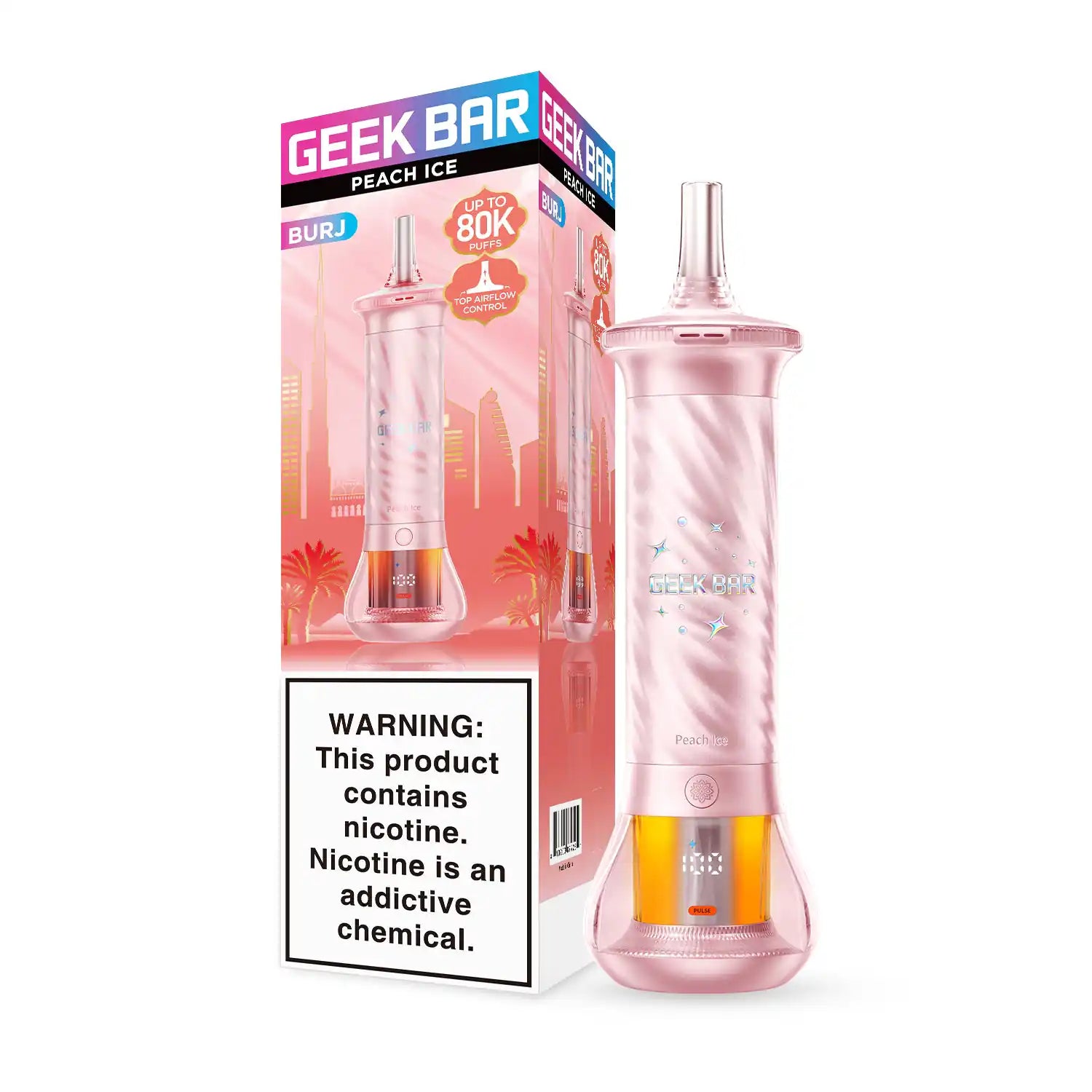 Peach Ice - Geek Bar Burj 80k Disposable E-Hookah JellyPuffs