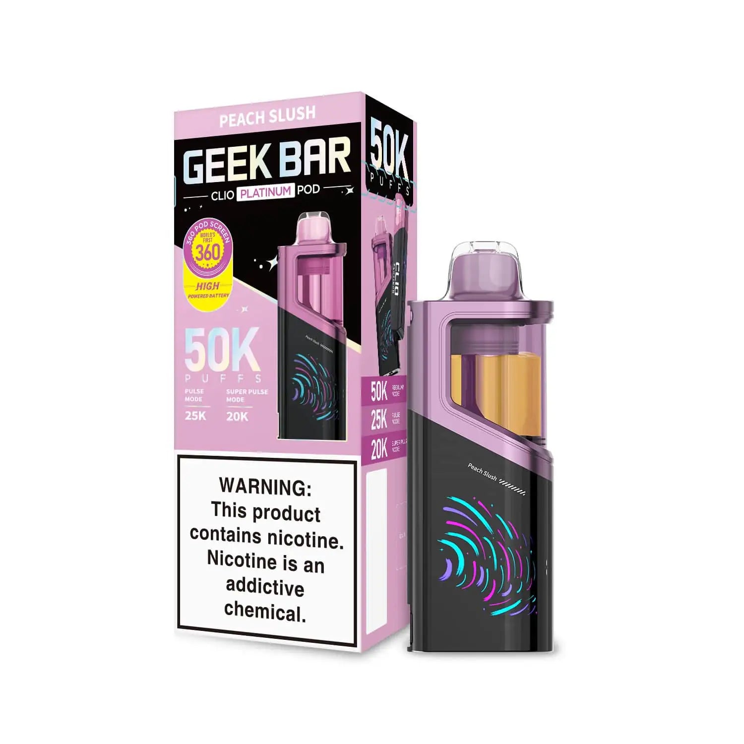 Peach Slush - Geek Bar Clio Platinum 50k Disposable Vape Pod JellyPuffs