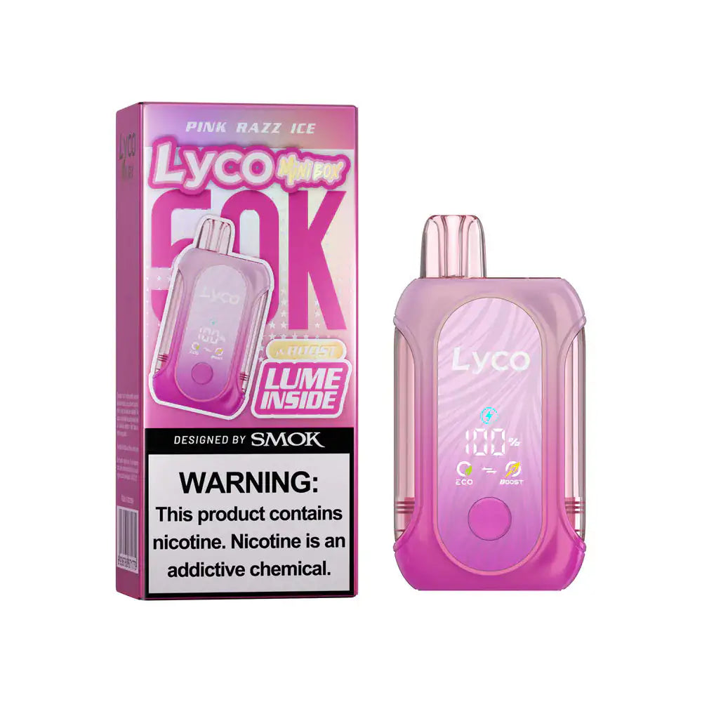 Pink Razz Ice - LYCO Mini Box 50k Disposable Vape JellyPuffs