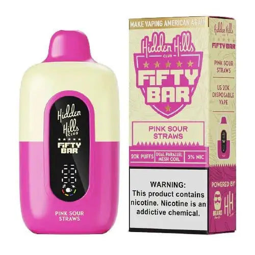 Pink Sour Straws - Fifty Bar 20K Disposable Vape JellyPuffs