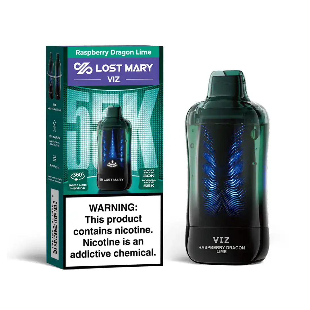 Raspberry Dragon Lime - Lost Mary VIZ 55k Disposable Vape JellyPuffs