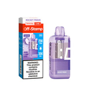 Rocket Freeze Off-Stamp Crystal Cube 35K disposable pod — cherry, lime and blue raspberry popsicle with a frozen chill, 35,000 puffs, 18mL, iced flavor