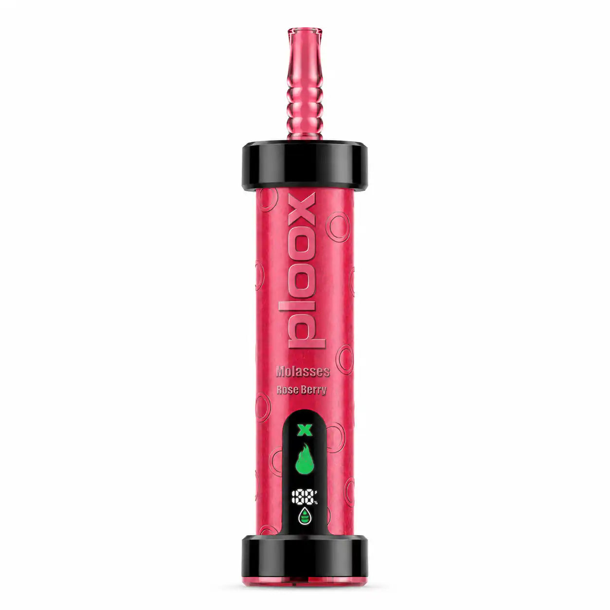 Rose Berry Ploox Molasses 75K disposable e-hookah by JellyPuffs — delicate rose petal florals over a mixed berry compote, no ice; up to 75,000 puffs, 40mL, 0.5% (5mg) nicotine, rechargeable shisha vape