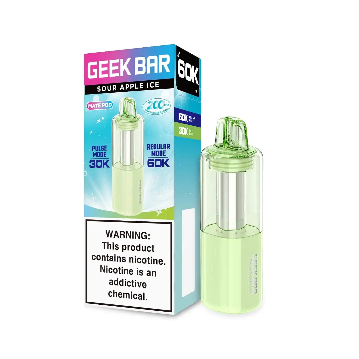 Sour Apple Ice - Geek Bar Mate 60k Disposable Vape Pod JellyPuffs